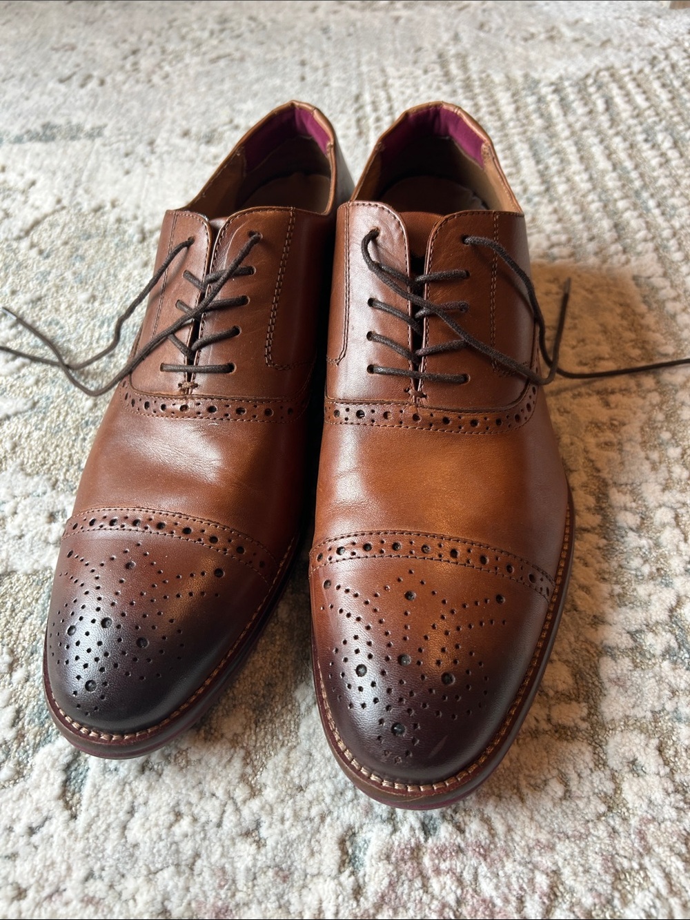 Johnston & Murphy Men's Two-Tone Brown Leather Cap-Toe Oxfords